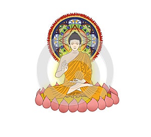 Buddha meditating, monk meditating, Monk chanting mantras photo